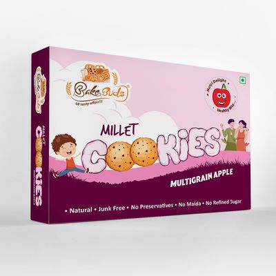 Bake Buds Millet Cookies | Natural,Tasty and Nutritious | Cookies for Kids and Adults| Anytime Millet Snacks (Multigrain Apple, 1)