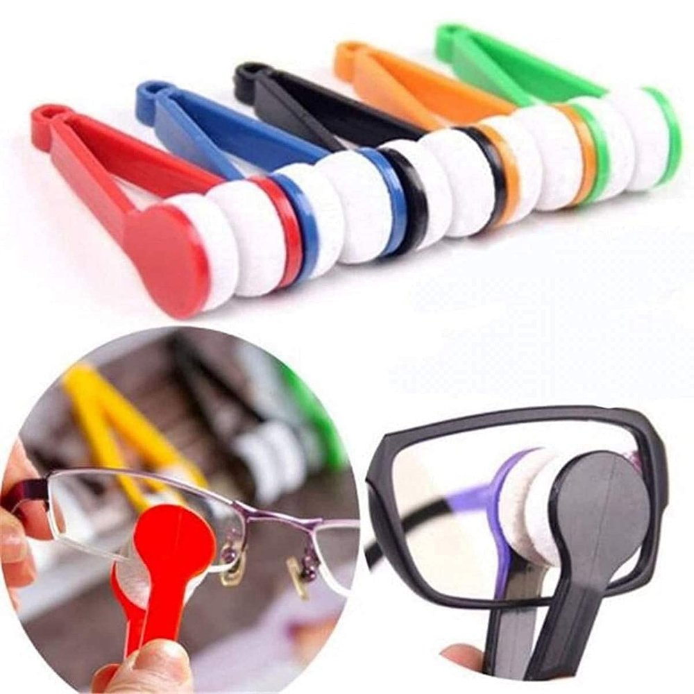 Shivansha Enterprise Microfiber Portable Eyeglass Spectacles Sunglass Lens Cleaner Brush Clip Specs Cleaning Tool With Key Hole Microfiber Cloth Handle Reading Glasses with Keyring.(Pack of 3)