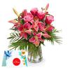 Eg2i 10 Roses and 4 Lilies Bunch With 500gm Vanilla Cream Cake for Birthday, Cake Design for Anniversary | Mother's Day | Valentine's Gift for Dear Ones (10 Roses, 4Lily Bunch+500gm Cake) view 2