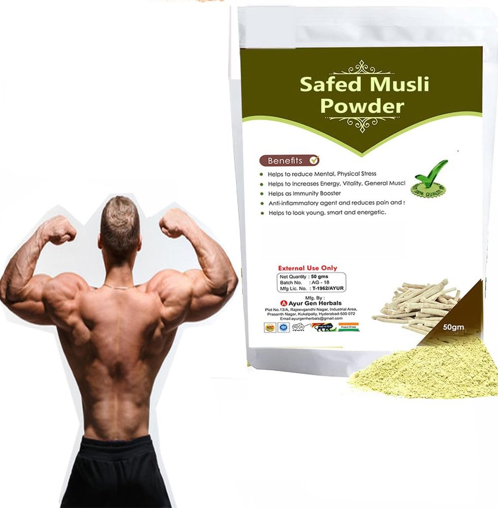 Safed Musli Powder Natural Ayurvedic Support for Vitality & Energy Booster Safed Musli Powder/Chlorophytum Borivilianum Powder/White Musli Powder Organic Safed Musli Powder