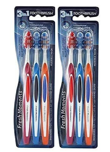 Adult Fresh Moments Manual Toothbrush (Pack Of 2) Ultra Soft Toothbrush (3 Toothbrushes),Multicolour