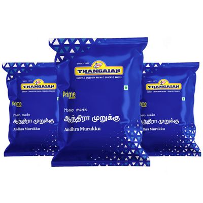 NAMMA SHOP Thangaiah Sweets Andhra Chakli | Andhra Murukku | Ring Chakli | Rice Flour Rings | Chegodilu - Pack of 3, Each 250 Gram