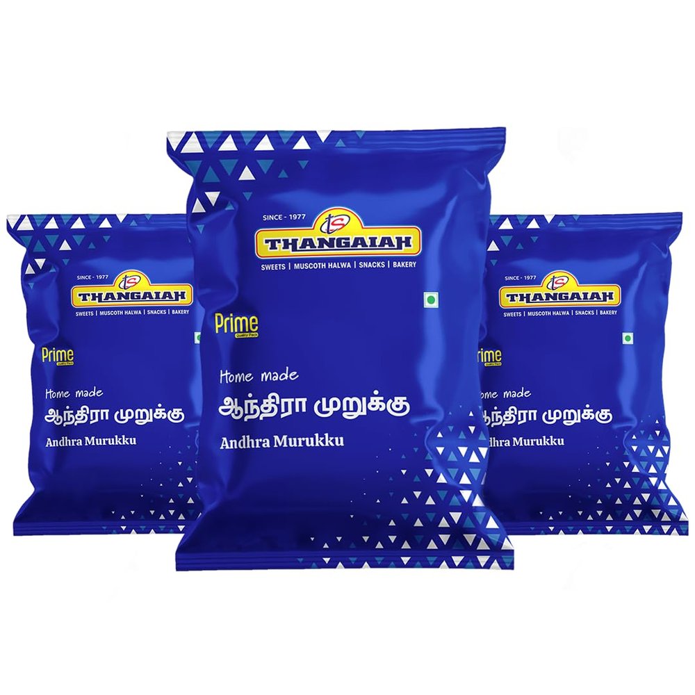 NAMMA SHOP Thangaiah Sweets Andhra Chakli | Andhra Murukku | Ring Chakli | Rice Flour Rings | Chegodilu - Pack of 3, Each 250 Gram