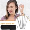 6-in-1 Ear Wax Cleaner- RESUABLE Ear Cleaning Tools Leather Pouch - Ear Pick Wax Remover Tool KIT with Ear Curette Cleaner and Spring Ear Buds Cleaner FIT in Pocket Great for Traveling view 2