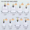 LETURE HIJAMA Bio Magnetic Traditional Therapy Cupping Set - 12 Cups Household Pull Out Vacuum Kit - Chinese Body Professional Massager Medical Suction Acupuncture, Transparent view 2