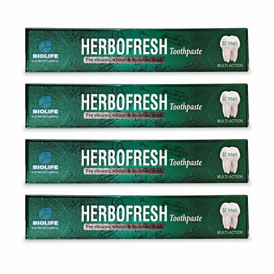 Biolife Herbofresh Toothpaste For Cleaner, Whiter & Healthier Teeth (100g x 4, Pack of 4)