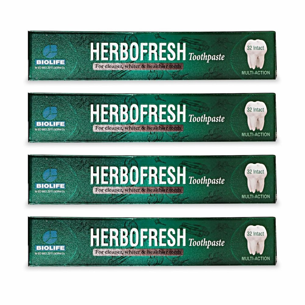 Biolife Herbofresh Toothpaste For Cleaner, Whiter & Healthier Teeth (100g x 4, Pack of 4)