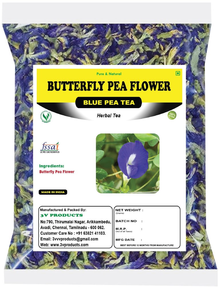 3V PRODUCTS Butterfly Pea Flower Tea (Rich in Antioxidants | Add to teas & cocktails | Natural Colourant) 50g