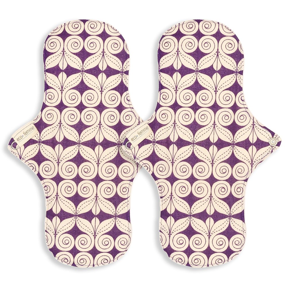 Eco Femme Day Pad Plus (Pack of 2) | Reusable Sanitary Cloth Pad | GOTS Certified Organic Cotton | with leak proof | Medium Flow | lasts upto 75-100 washes (Natural Range)
