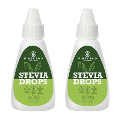 First Bud Organics Pure Stevia Drops - 30ml x 2 | Zero Calorie, Natural Sweetener, Non-GMO & Sugar-Free Stevia Drops | Sugar Substitute For 400 Serving, Low Glycemic index & Promote Oral Health