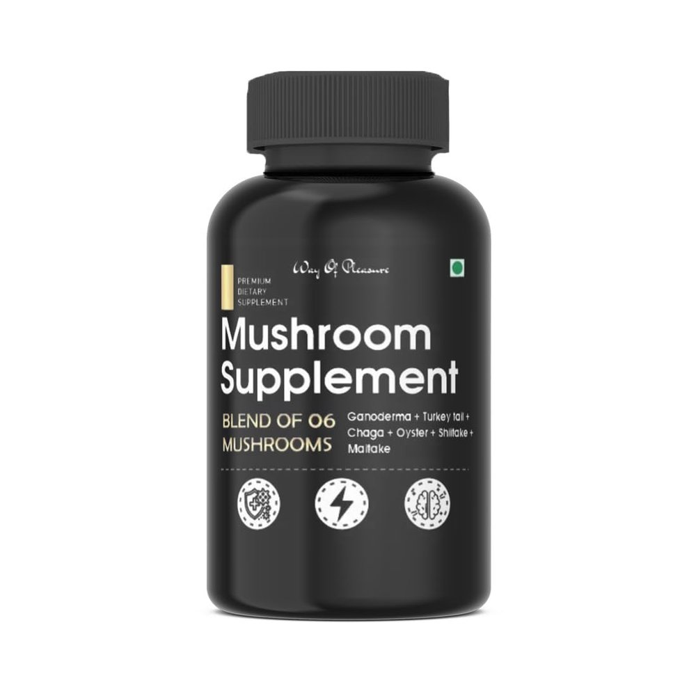 Mushroom Complex Capsules with 6 type of Powerfull Mushroom for Immunity, Energy, Brain function and Cell health, 60 Capsules Pack Of