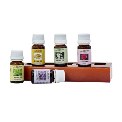 aaBco Aroma Diffuse Oil, Electric Diffuser Oil, Set of 5, 10 ml each (Lavender, lemongrass, Jasmino, Rose, Sandal) for Home and Office use, relaxing and calming