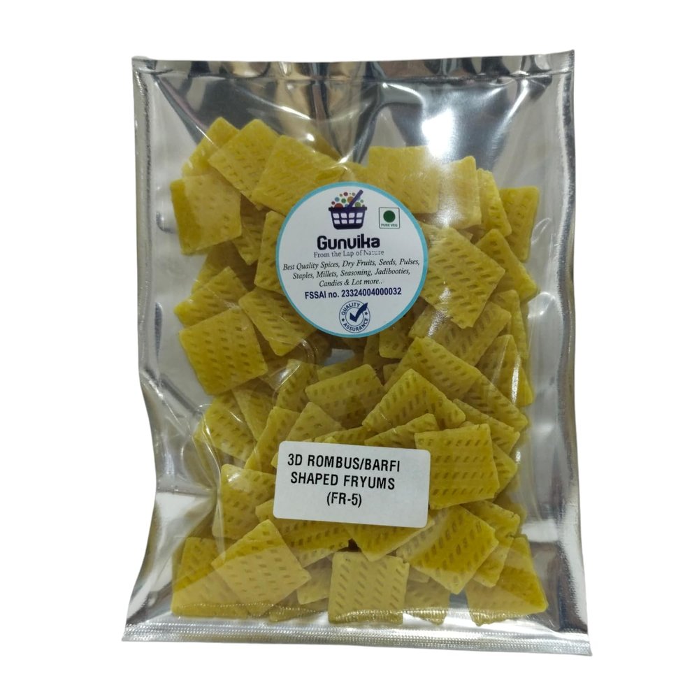 Gunvika 3D Rhombus Shape/Burfi Shape Fryums Papad Ready to Fry with Chat Masala (200)