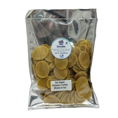 Gunvika Dry Ready to Fry Golgappa/Panipuri Papad Fryums (Puchka/Gupchup) Packet | For Microwave, Air Fry Instant Fresh Golgappe with Panipuri Jaljeera pack (100)