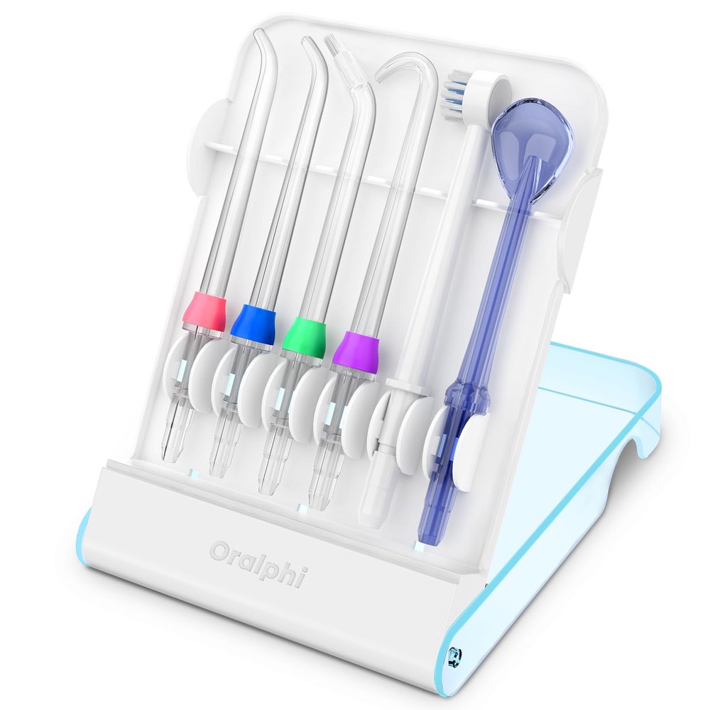 Oralphi Replacement Tips for Waterpik, Water Flosser Replacement Heads Parts for Waterpik Oral Irrigator (6 Tips Different & Storage Case Bundle)