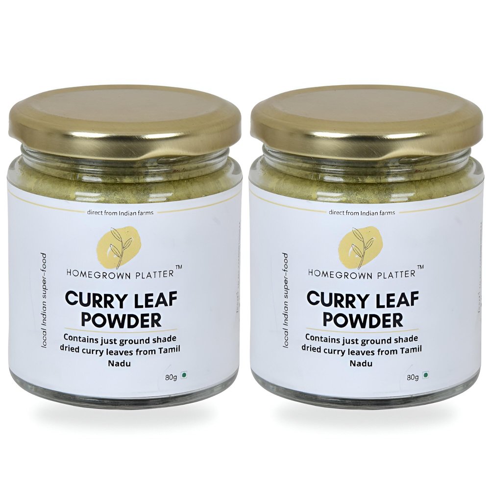 Homegrown Platter Dried Curry Leaves Powder, 80g - Pack of 2 | Powder Hair Growth, Ground from Best Kadipatta Leaves, Karuveppilai for Curries & Sea Food from Tamil Nadu | 100% Natural and Gluten-Free