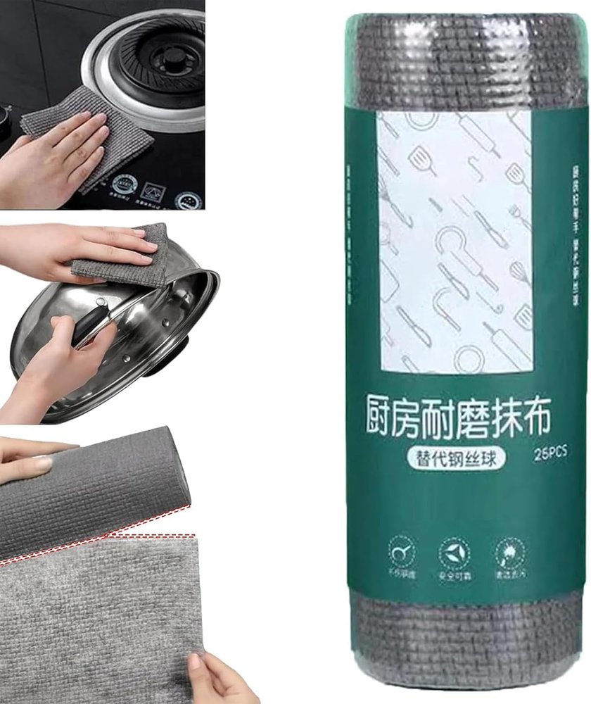 Hidak Kitchen Scrub Cloth Wear Kitchen Cleaning Wipes Dishes Roll Towel Durable Resistant Cleaning Towel Kitchen Scrub Cloth Wear Resistant Rag Cleaner for Kitchen Utensils Cloth for Washing