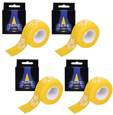 A-Tape Breathable Self Adhesive Cohesive Bandage for Humans & Pets (Dogs, Cats, Birds)  (2.5 cm X 4.5 mtr, Pack of 4) (Yellow Paw)