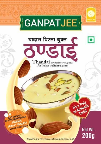 Ganpatjee Badam Pista Thandai Powder 200G | Badam Pista Elaichi | Complete Pack for 2L Milk | Nothing To Add