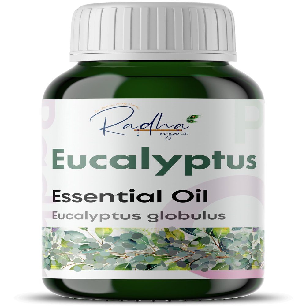 Radha Organic Eucalyptus Essential Oil - 100% Natural Eucalyptus Oil Essential Oils for Diffuser, Skin, Humidifier & Hair (50 ML)