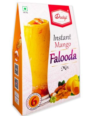 Dadaji Instant Mango Falooda Mix - Indian Sweet and Dessert Ready Mix - With Tutti Frutti and Almonds - 2Pcs (400gm)