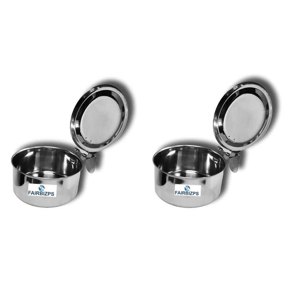 FAIRBIZPS Stainless Steel Spitting Mug, Spitting Mug for Old Age, Spit Bowl, Leakproof Spittoon Mug with Lid, Cough Spitting Box (300ml) Pack of 2, Silver