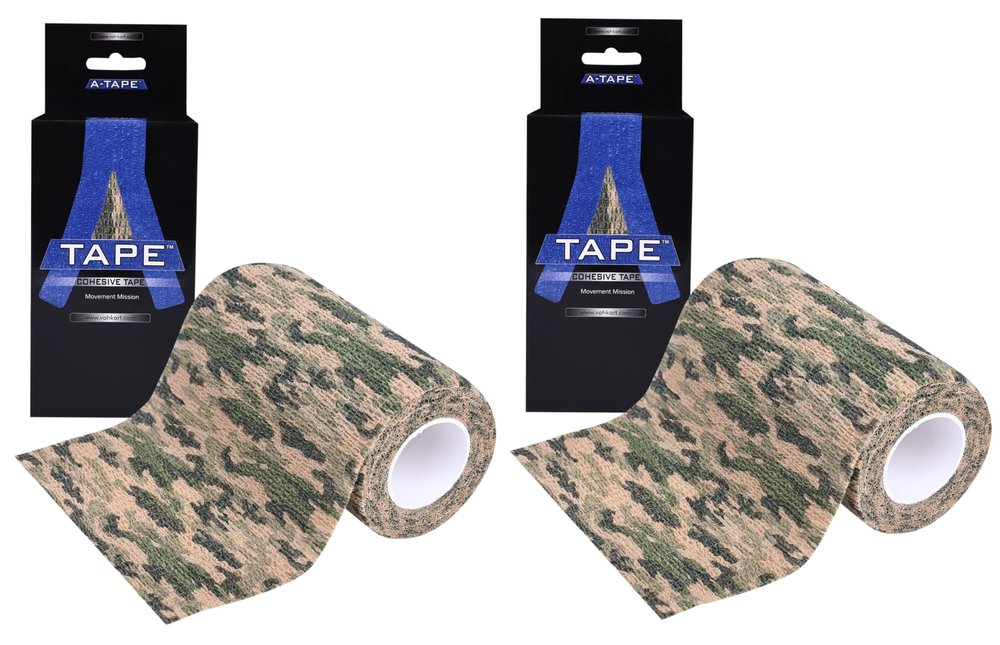 A-TAPE Breathable Self Adhesive Cohesive Bandage for Humans & Pets (Dogs, Cats, Birds) (10 cm X 4.5 mtr, Pack of 2) (Grass Camo)