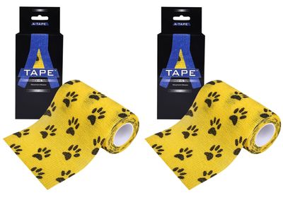 A-TAPE Breathable Self Adhesive Cohesive Bandage for Humans & Pets (Dogs, Cats, Birds)  (10 cm X 4.5 mtr, Pack of 2) (Yellow/brown Paw)