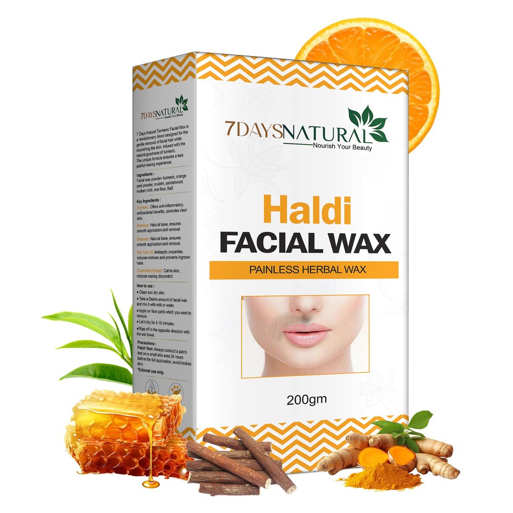 7DAYSNATURAL Haldi Facial Wax Powder for Men & Women | Face Hair Removal with Skin-Brightening Benefits(200 Gm)