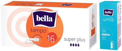 Bella Panty Ultra Panty Liners For Women Daily Use|High Absorbency|20.5 Cm Long|Pack Of 1|36 Pcs & Bella Tampon Super Plus for Women | High Absorption, 16 Pcs
