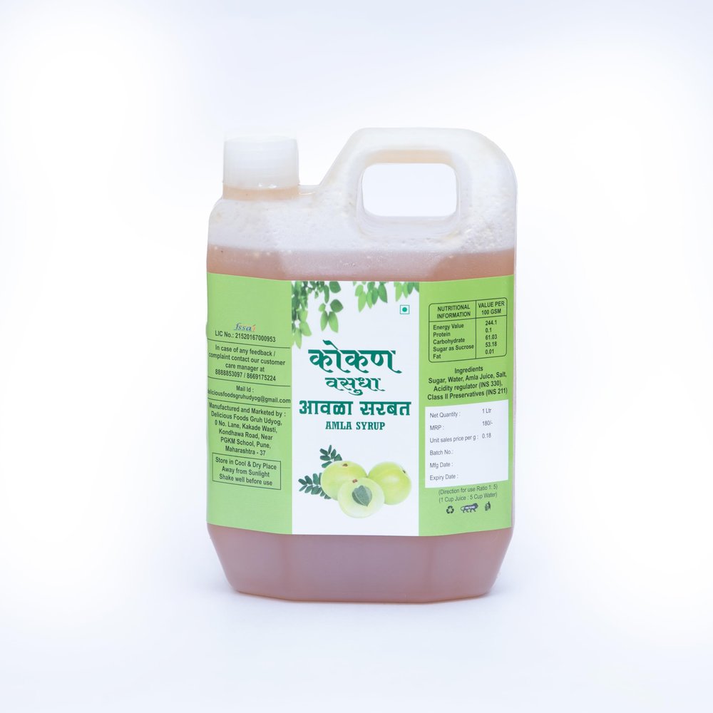 Amla syrup by Kokan Vasudha - Authentic Maharashtrian Taste (500ml) (1000ml)