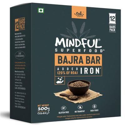 Eat Anytime Mindful Superfood Bajra Bars | Healthy Energy Protien Bar | Granola Bars for Breakfast | Rich in High Fiber | Crunchy Bars | Bajra Bar/Granola Bar - 600gm (24cs of 25g)