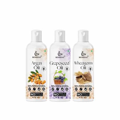 Biomidas 100% Pure Argan Oil & Grapeseed Oil & Walnut Oil 100ML Combo (Pack Of 3)