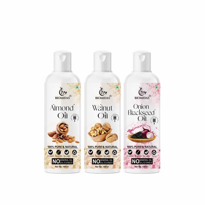 Biomidas 100% Pure Almond Oil & Walnut Oil & Olive Oil 100ML Combo (Pack Of 3)