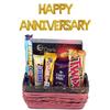 SFU E Com Beautiful Basket With Tasty Almond Chocolate | Happy Anniversary Foil Ballons Letters With Chocolate Gift Hamper | Anniversary Chocolate Gift Combo | 730 view 1