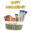 SFU E Com Beautiful Basket With Choco Gift Combo | Happy Anniversary Foil Ballons Letters With Chocolate Gift Hamper | Anniversary Chocolate Gift Combo | 335 view 1