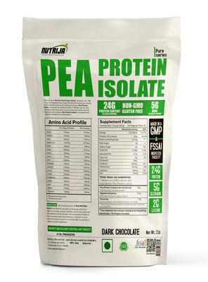 NutriJa Pea Protein Isolate 85% with added Digestive Enzymes 100% Vegan & Plant-Based, BCAAs, Amino Acid, Non-GMO 28 Servings (2 Lbs (Dark Chocolate))