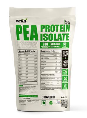 NutriJa Pea Protein Isolate 85% with added Digestive Enzymes 100% Vegan & Plant-Based, BCAAs, Amino Acid, Non-GMO 28 Servings (2 Lbs (Strawberry))