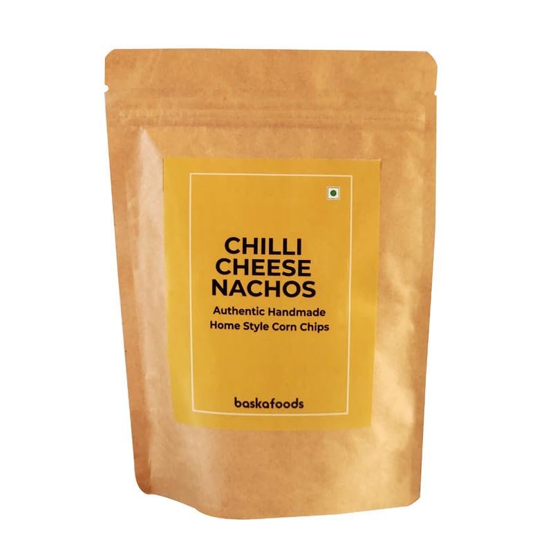 BASKA FOODS Chilli Cheese Nachos, Crunchy Crispy Chips & Snacks, 100 g, Pack of 1