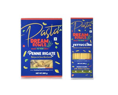DREAM BOWLS | PASTA FETTUCCINE AND PENNE COMBO | 100% Durum Wheat | No Maida | No Preservative | Pack of 2 | 500g each