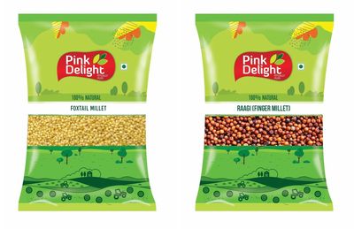 Pink Delight Unpolished Millet | Combo of Foxtail Millet (Kangni) and Raagi (Finger millet) | Natural Grains | High Protein & 100% More Fibre than Rice | 1 Kg (500 gm X Pack of 2) | Gluten-Free