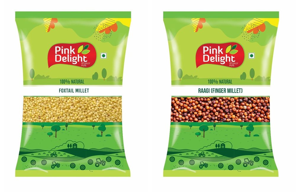 Pink Delight Unpolished Millet | Combo of Foxtail Millet (Kangni) and Raagi (Finger millet) | Natural Grains | High Protein & 100% More Fibre than Rice | 1 Kg (500 gm X Pack of 2) | Gluten-Free