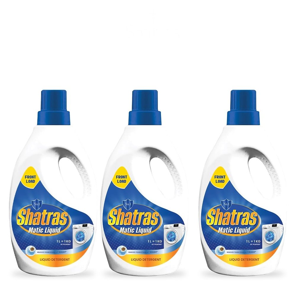 SHATRAS Matic liquid Detergent for fabric care, 100% Tough Stain Removal In Front Load Machines, For All Types Fabric (Blue 3)