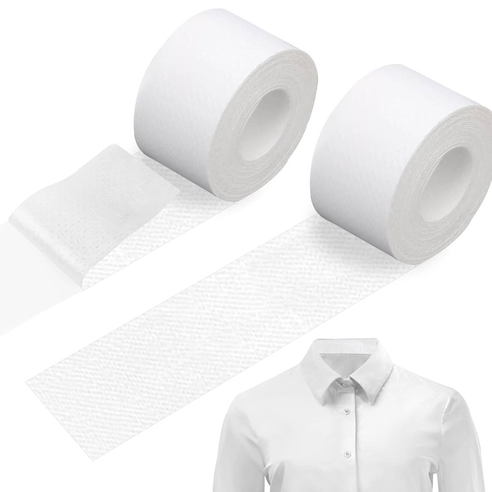 Wrixty Self Adhesive Shirt Collar Protector Disposable Collar Protector Invisible Sweat Pads Hat Shirt Neck Liner Armpit Tape Collar Protectors for Shirts Against Sweat Stains (White)