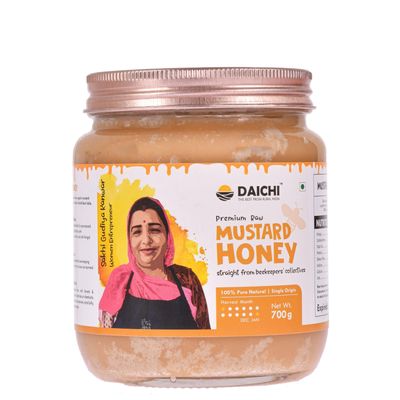 Daichi Mustard Honey - 100% Raw & Unprocessed, Straight from beekeepers, Cruelty-free, No Sugar or Additives 700gm (Pack of 1)