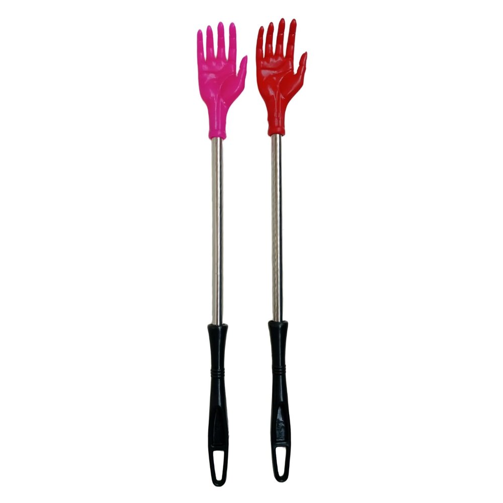 14 Inch Steel Pipe Stick Back Massager Back Scratcher, Khujli Stick for Men, Women and Kids (pink +maroon)