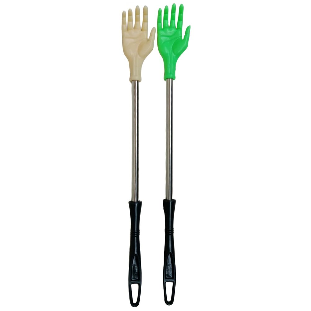 14 Inch Steel Pipe Stick Back Massager Back Scratcher, Khujli Stick for Men, Women and Kids (White+Green)