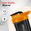 Amazon Brand - Symactive Plastic Shaker Bottle with Mixer Ball and Carry Loop | Protein Shaker | Leak-Resistant | (500ml, Blue/Orange) view 2