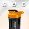 Amazon Brand - Symactive Plastic Shaker Bottle with Mixer Ball and Carry Loop | Protein Shaker | Leak-Resistant | (500ml, Blue/Orange) view 3
