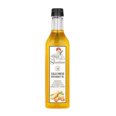 Shashan Wood Pressed Groundnut Peanuts Oil 1 Litre | Groundnut Oil Rich Aroma & Flavour Of Real Groundnuts| Kolhu/Kacchi Ghani/Chekku/Ganuga | Moongfali ka tel| Cold Pressed Groundnut Oil for Cooking